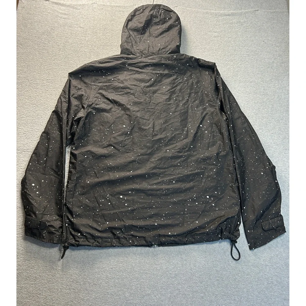 Supremebeing Windbreaker Jacket Mens XL Black Paint Splatter Hooded Streetwear